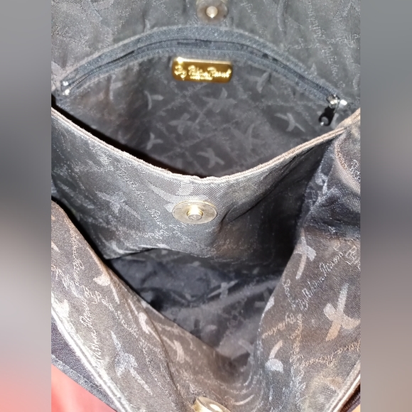 Paloma Picasso Black Leather "X" Convertble Shoulder Bag w/Gold Accents - Picture 7 of 11